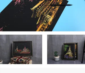 Set de pintura para rascar nocturna DIY con famosos monumentos de la ciudad, regalo hecho a mano.