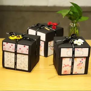 DIY foto explosie doos creatieve cadeaubox handgemaakte album doos met lint en bloemdecor
