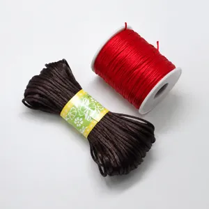 Cordón de jade no elástico hilo para hacer joyas rojo y marrón bricolaje manualidades