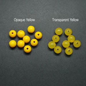 Cuentas Redondas de Acrílico Amarillo Sólido Transparente Imitación Cera de Abeja Gelatina Cuentas Sueltas para Fabricación de Joyas DIY Manualidades