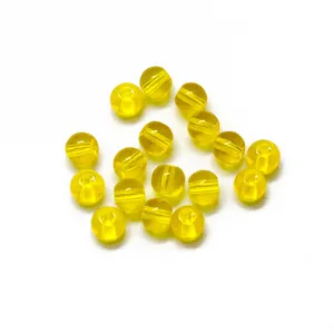 Transparent Yellow Glass Beads Imitation Yellow Agate Round Loose Beads For DIY Jewelry Making Bracelet Necklace Craft