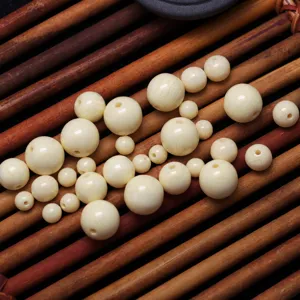 Ivory imitation resin round loose beads off-white DIY bracelet Buddha jewelry accessories