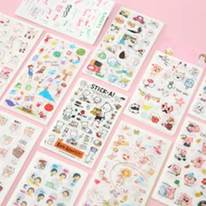 Bonito juego de pegatinas washi de animales, decoración de diario impermeable DIY.