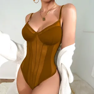 Γυναικείο Sexy Mesh Bodysuit Διαφανές Corset Top Αδυνατίσματος Body Shaper Εσώρουχο