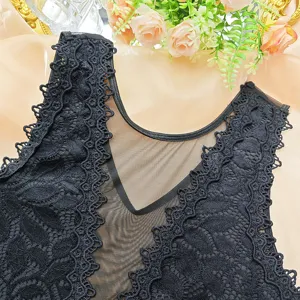 Body sexy transparent en dentelle noire col v dos nu haut polyvalent élégant pour femmes