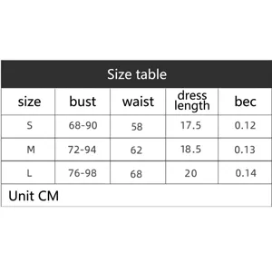 Tabella taglie per sottoveste crop top schiena scoperta in rete, misure S fino a L.