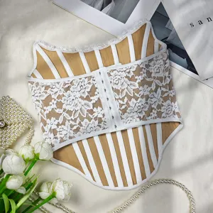 European and American summer new white lace strapless corset top sexy slim fit tube top