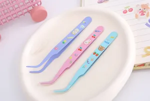 Pinzas de acero inoxidable de color macaron lindo con pegatinas para manualidades y scrapbooking.