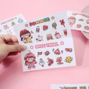 Bonita hoja de pegatinas de dibujos animados para diario DIY, regalos de papelería para niños.