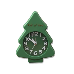 Green Christmas tree alarm clock, cute desktop clock ornament for kids bedroom and gifts.