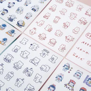 Set de pegatinas Washi de animales cuquis, decoración de diario DIY, papelería de dibujos.