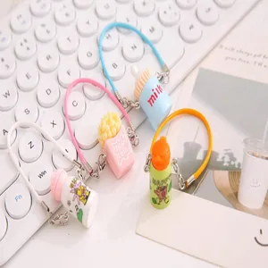 Lindo llavero miniatura termo palomitas colgante dibujos animados mochila decoración