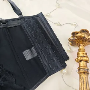 Black lace patchwork camisole corset top, sexy slim inner and outer wear for women.