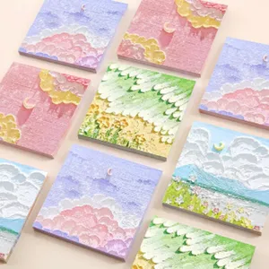Verloop olieverf plaknotities schattige esthetische wolken memo blokken voor studenten notities
