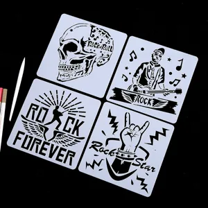 Rock thema sjablonen set kunststof DIY schildersjablonen voor kinderen knutselgereedschap