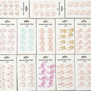 Lindos clips de papel metálicos novedosos set de 8, marcapáginas creativos para oficina.