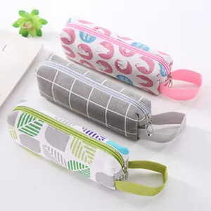 Estuche de lona bonito con gran capacidad, bolsa de papelería multifuncional para estudiantes.