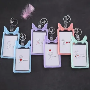 Porte-carte en silicone mignon nœud porte-clés coloré étudiant carte d'identité étui de protection