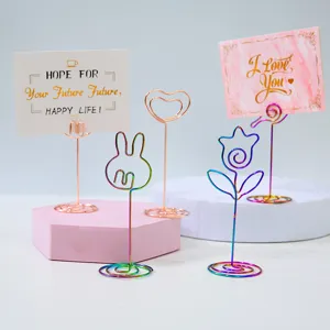 Clip de memo metalico estilo japones creativo, soporte de foto colorido para escritorio.