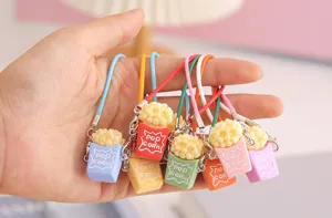 Lindo llavero miniatura de palomitas de maíz colgante colorido para bolso mochila y llaves