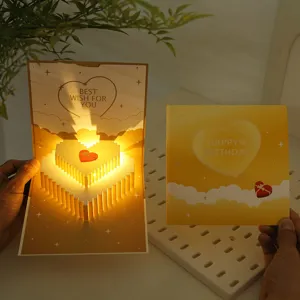 3D Pop-Up Geburtstagskarte mit LED Licht Romantisches Herz Design Grußkarte Geschenk
