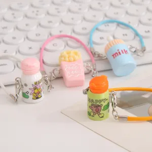 Juego de llavero de termo en miniatura de dibujos animados lindos, colgante de mochila.