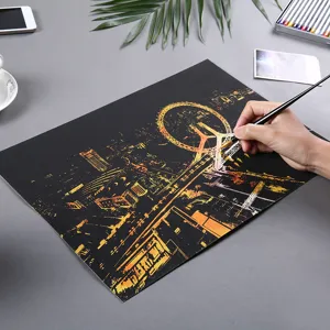 Set di pittura da grattare vista notturna città scintillante con penna per regalo fai da te.
