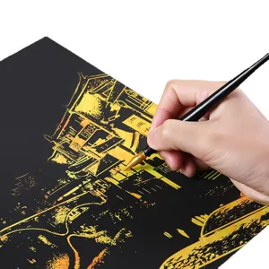 Kit pittura da grattare città notturna design architettura dorata regalo creativo fai da te.