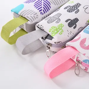 Estuche de lona para lápices con lindos patrones de dibujos animados bolsa de papelería.