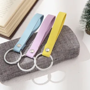 Lederen sleutelhanger stijlvolle metalen ring tas hanger gevlochten touw sleutelhouder schattig