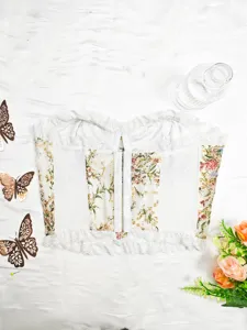 Franse stijl zoete strapless kanten bloemen korset top met gedetailleerde weergave hier.