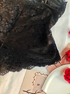 Black lace bodysuit sexy lingerie backless camisole underwear for women apparel detail
