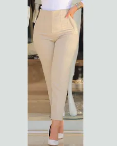 High waist cropped suit pants for women, casual slim fit trousers for office and daily wear.
