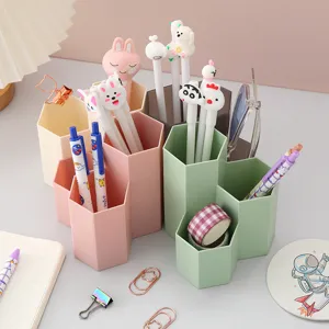 Multifunktionaler Waben-Stiftehalter, mehrfacher geneigter Kunststoff-Briefpapier-Organizer.