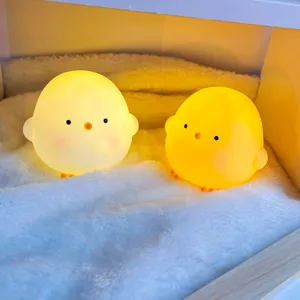 Simpatica luce notturna in silicone pulcino lampada da comodino calda camera bambini