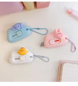 Mini cuchillo utilitario de nube portátil, Lindo diseño de animales, papelería escolar.