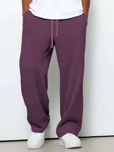 Men women waffle knit casual pants loose comfortable sport sweatpants purple loungewear