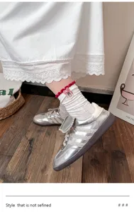 Cute ruffled mid-tube socks with rabbit decor, spring and summer thin sweet cotton socks.