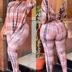 Women's Two-Piece Yoga Set High Waist Butt Lifting Tie-Dye Printed Top And Bottom Sports Activewear Suit Active Wear
