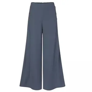 Women's high waist wide leg trousers casual elastic waist button side long pants