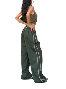 Dames casual wijde trainingsbroek met zijstrepen en elastische taille voor dagelijks gebruik.