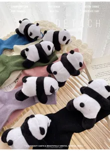 Cute cartoon 3D panda plush women mid-calf socks sweet casual daily warm hosiery item