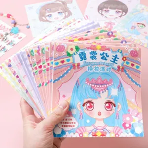 Libro di adesivi di vestire per bambini, simpatici adesivi di principesse per giochi creativi.