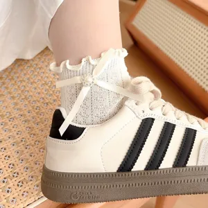 Summer thin mesh ruffle frilly socks with elegant pearl bowknot sweet JK style cute hosiery