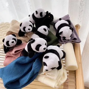 Cute 3D panda plush decor mid tube women socks, sweet college style fashion autumn cute socks.