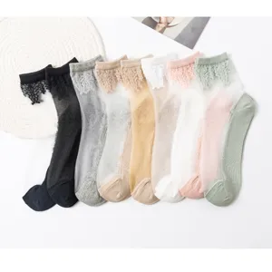 Summer sheer lace women socks thin crystal silk breathable anti-hook socks multi color set