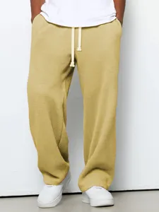 Men casual waffle knit sweatpants loose fit drawstring trousers comfortable daily wear khaki
