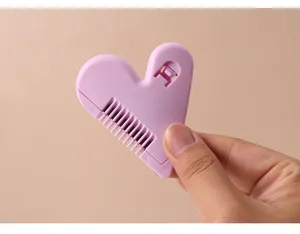 Peine de corte de pelo en forma de corazon, maquinilla de afeitar rosa para uso en casa.