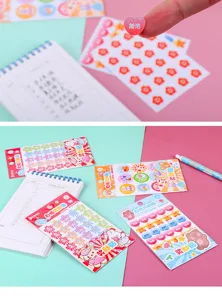 Children reward stickers cute cartoon flower bear encouragement stickers for school and kids learning.