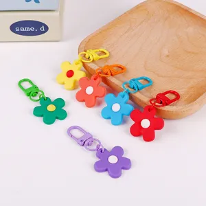 Kleurrijke bloem sleutelhangers snoepkleur ring schattige tas hanger set accessoires
